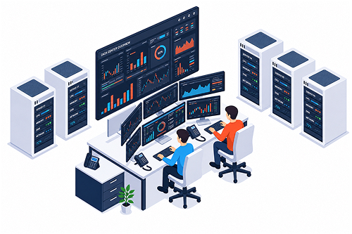 SCADA, BMS, PMS and EMS control systems illustration